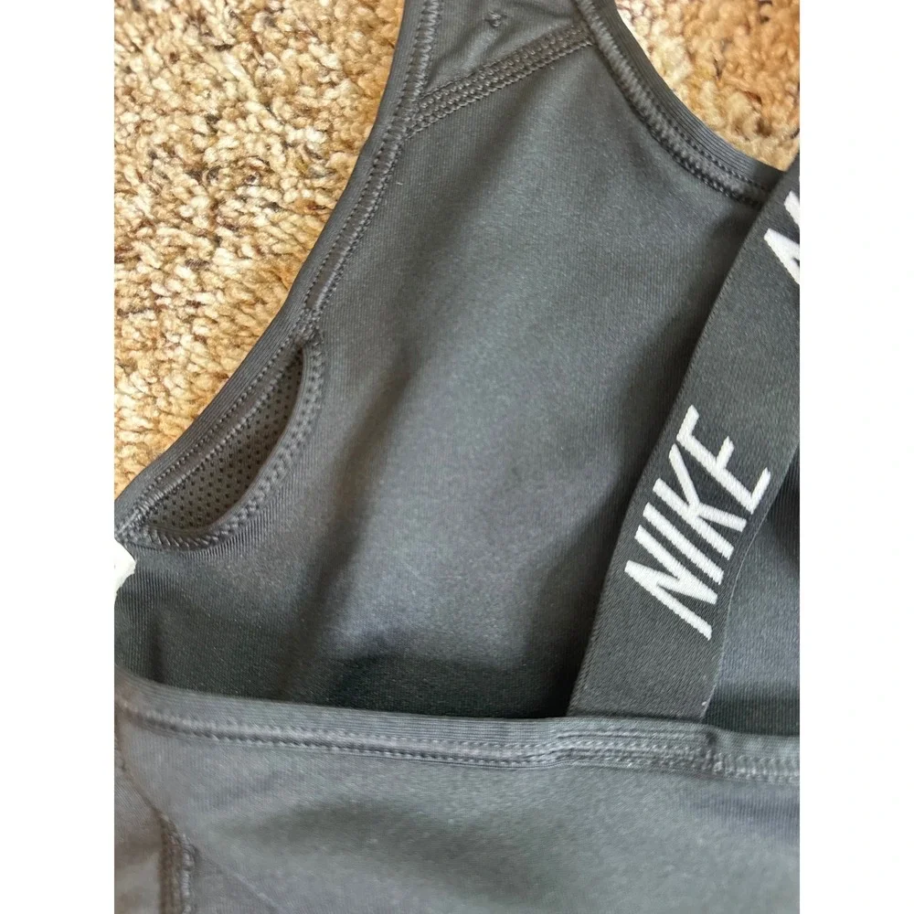 Nike Dri-FIT Sports Bra Black White Outlined‎ Logo Crossover Straps Small